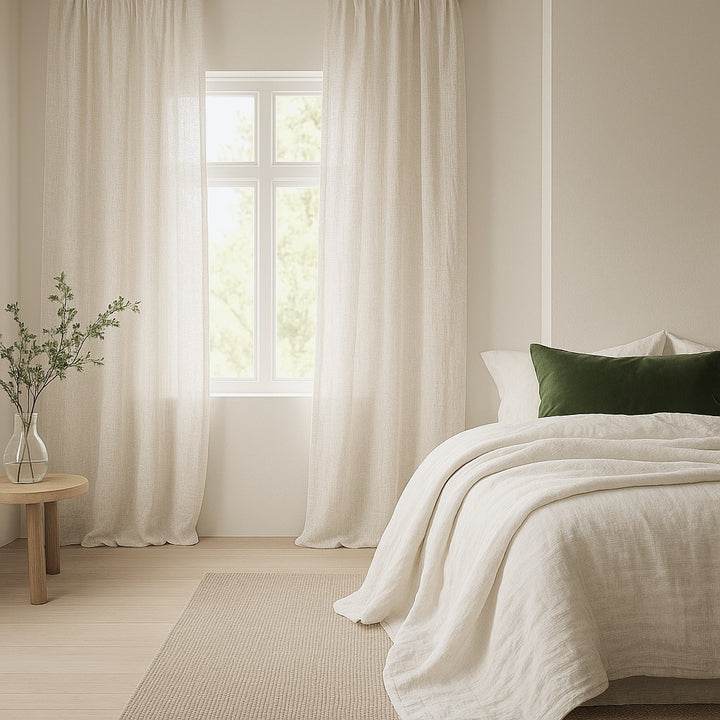 Genoa 100% Linen Chalk curtains