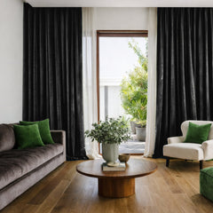 Oakridge Jet velvet curtains