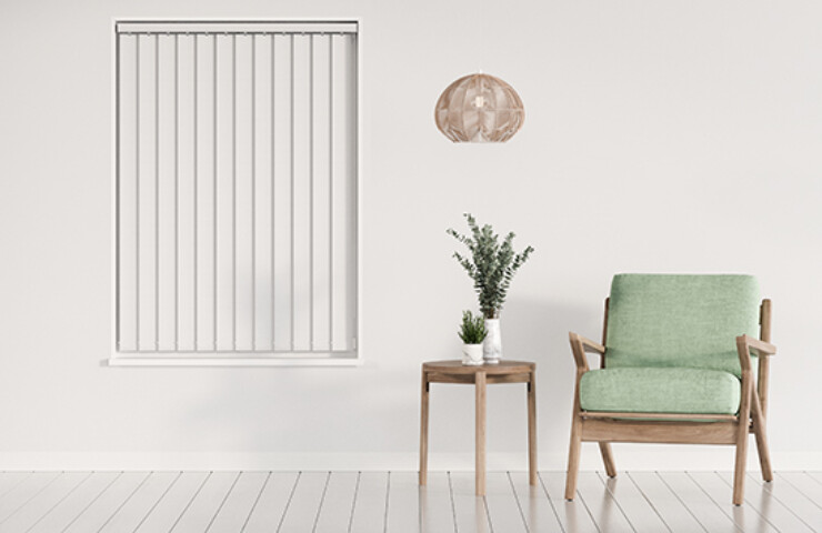 Vertical blinds in a room