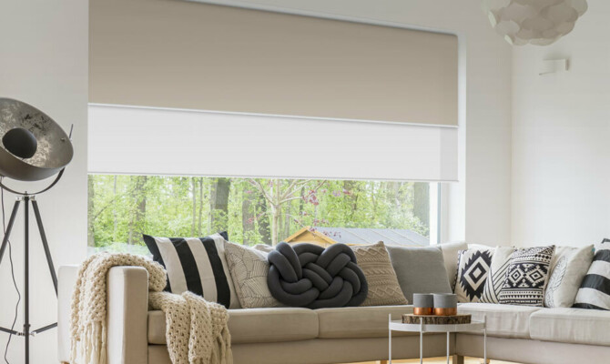 Dual Roller Light Filter Blockout blinds in modern living room