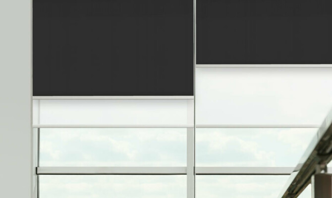 Dual Roller Light Filter Blockout blinds on window