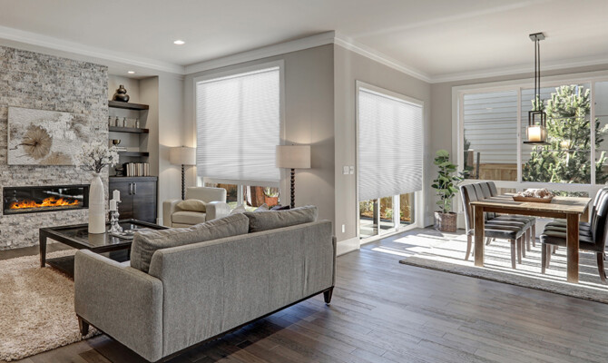 Honeycomb Light filter blind in modern designed living room