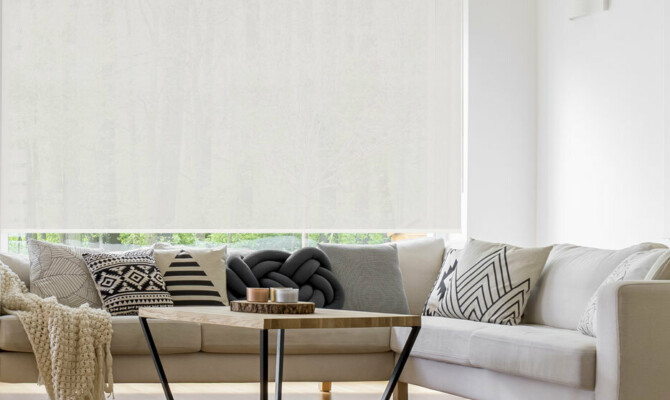 White Roller Sunscreen blind in living room