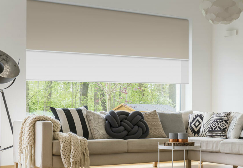 Dual Roller Light Filter Blockout blinds in modern living room