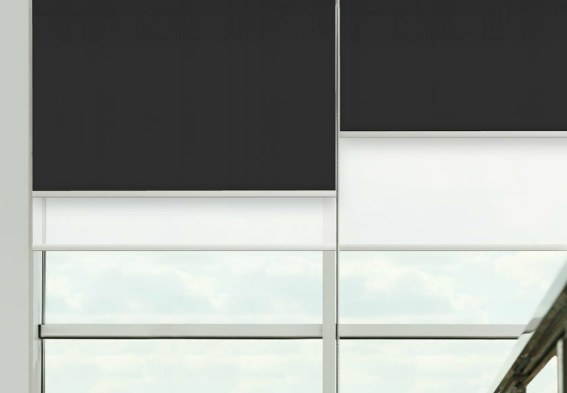 Dual Roller Light Filter Blockout blinds on window