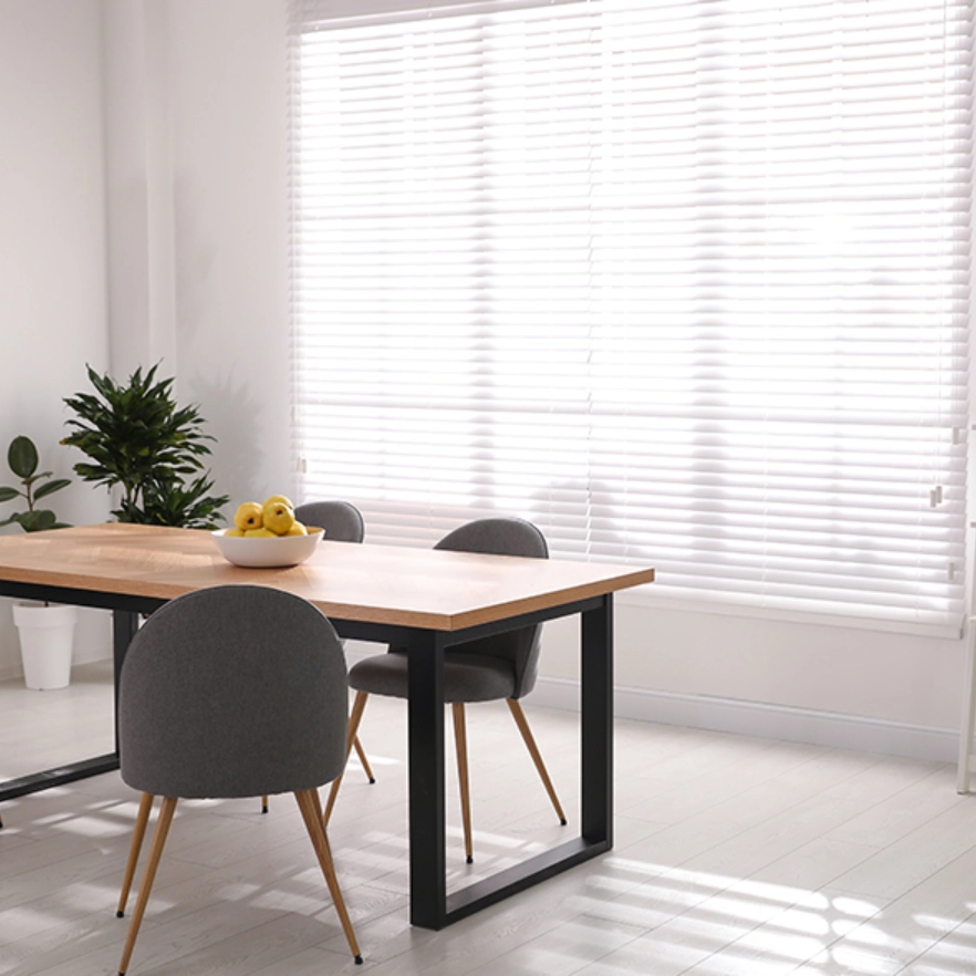 Venetian Faux wood blinds in dining room